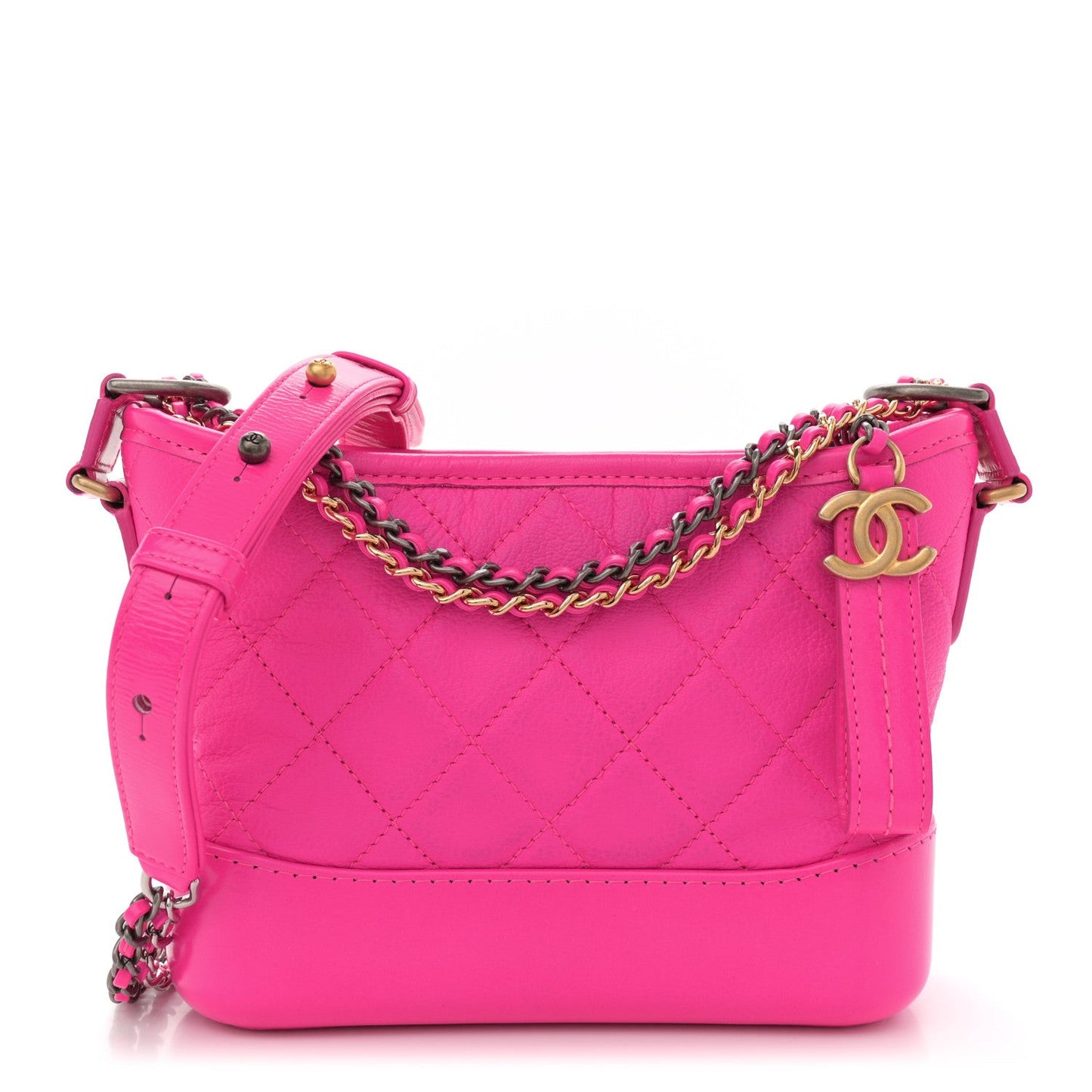 Goatskin Quilted Small Gabrielle Hobo Pink