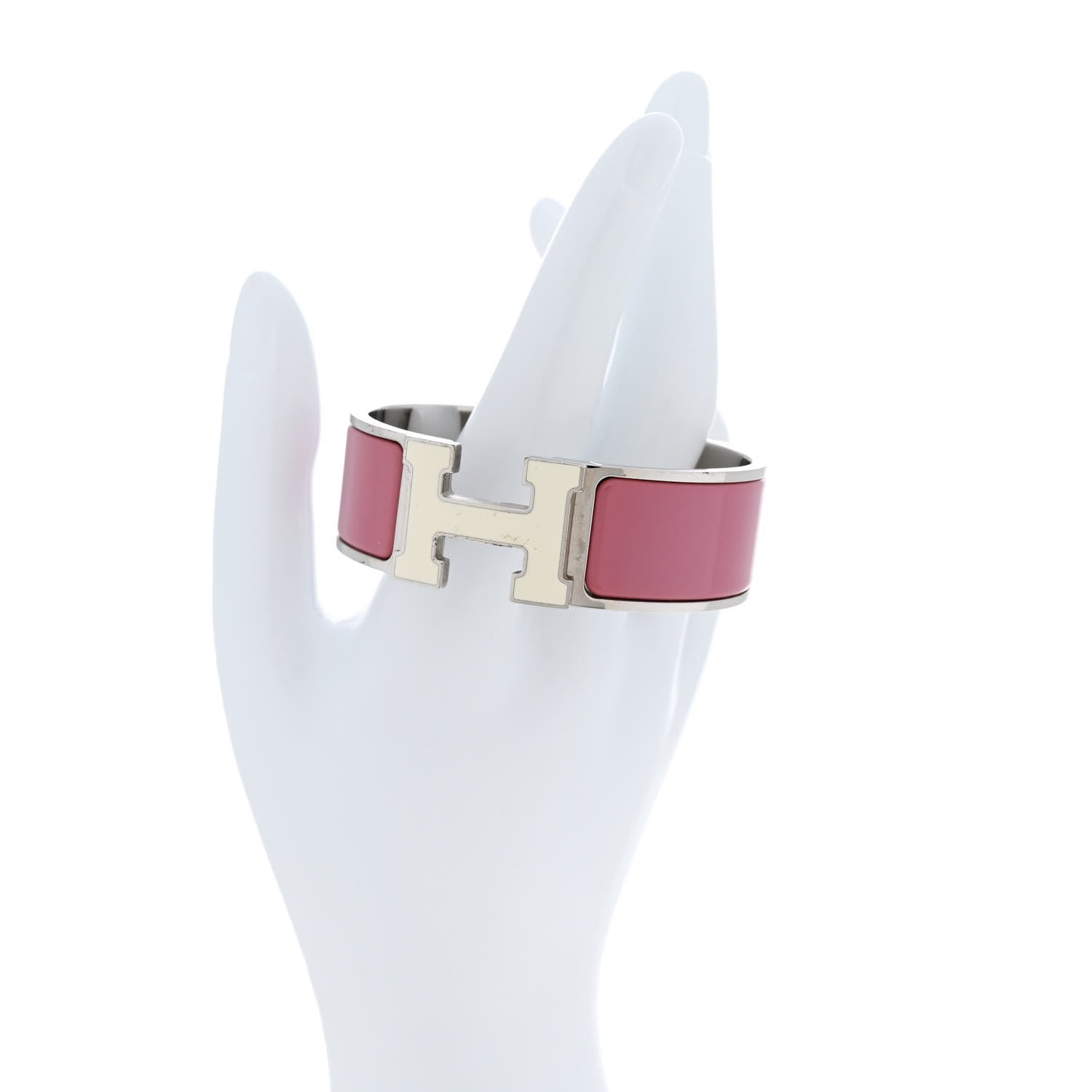 Hermes Enamel Wide Clic Clac H Bracelet PM Vieux Rose White 2 of 4