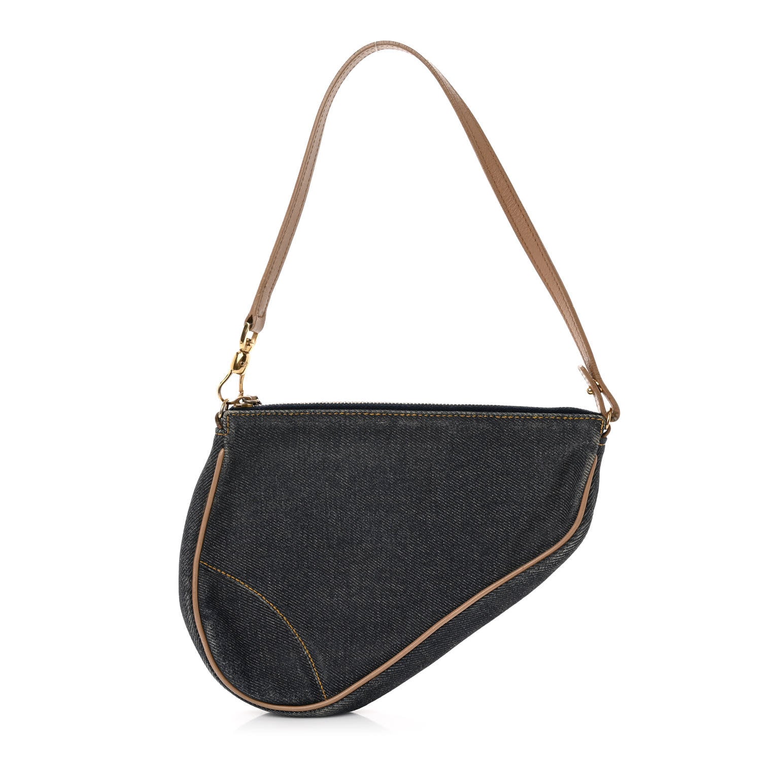 Christian Dior Denim Mini Saddle Pochette Navy 1 of 9
