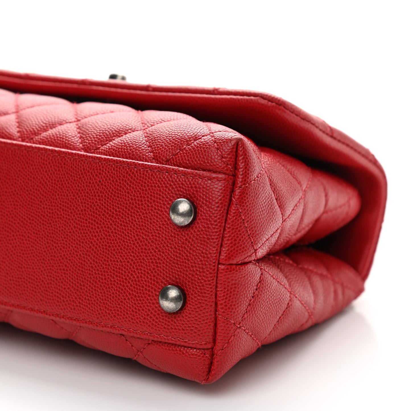Caviar Quilted Mini Coco Handle Flap Dark Red