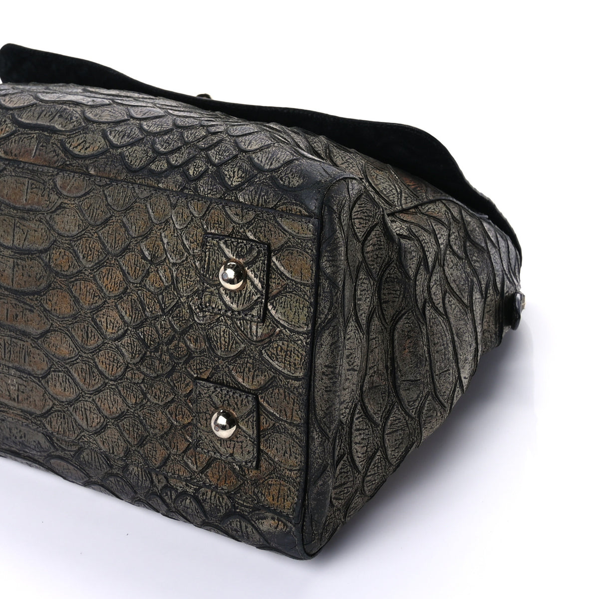Metallic Snake Print Medium Del Rey Satchel Gold
