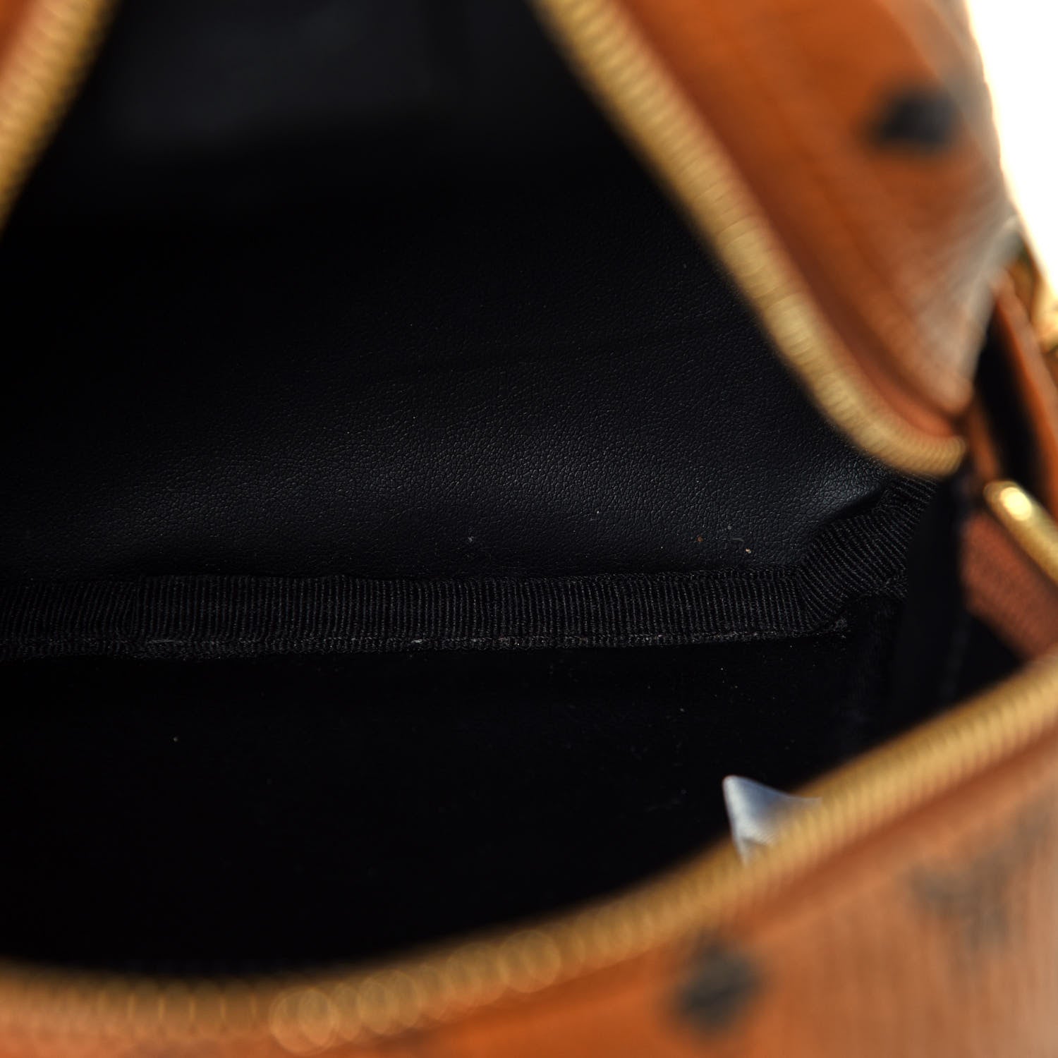 MCM Visetos Side Stud X-Mini Stark Bebe Boo Backpack Cognac 5 of 5