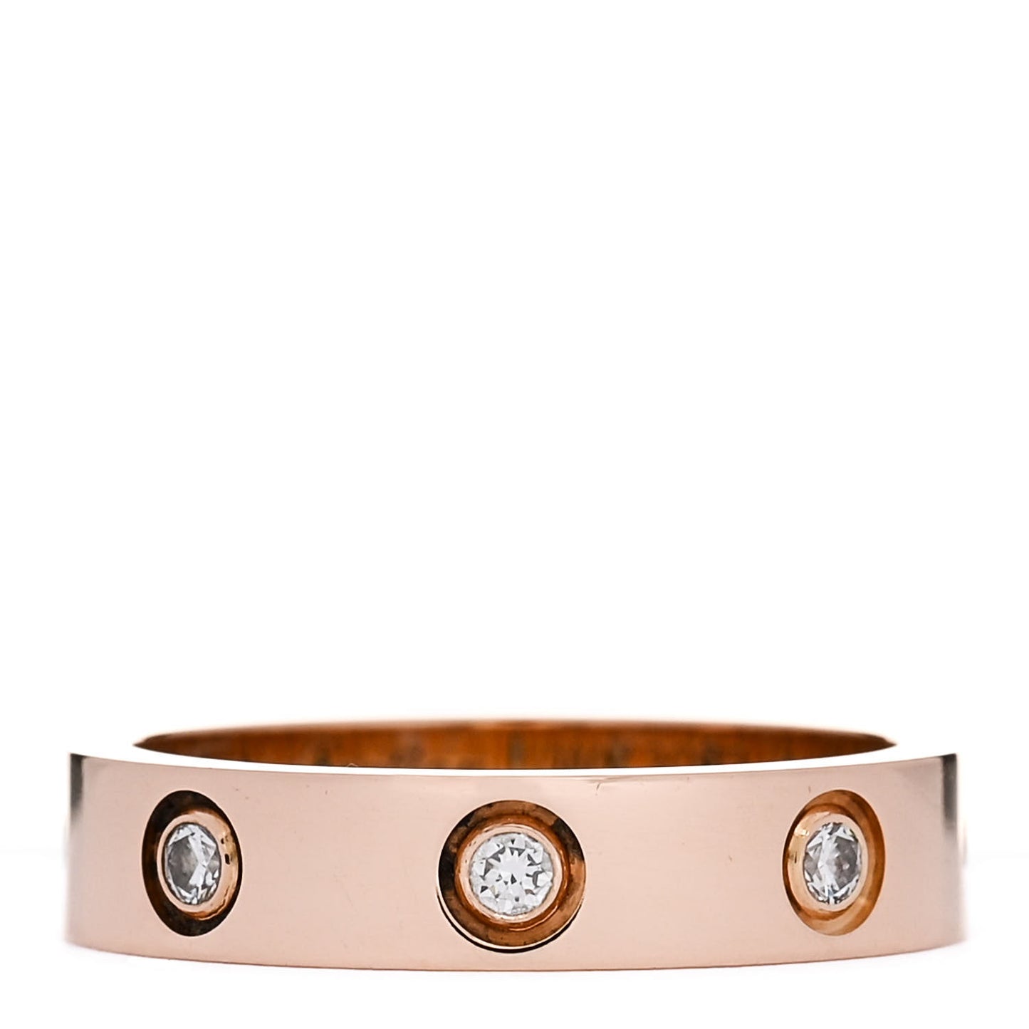 18K Pink Gold 8 Diamond 4mm LOVE Wedding Band Ring 48 4.5