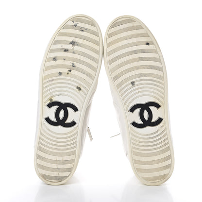 Chanel Calfskin Mens High Top CC Sneakers 43 White 5 of 14