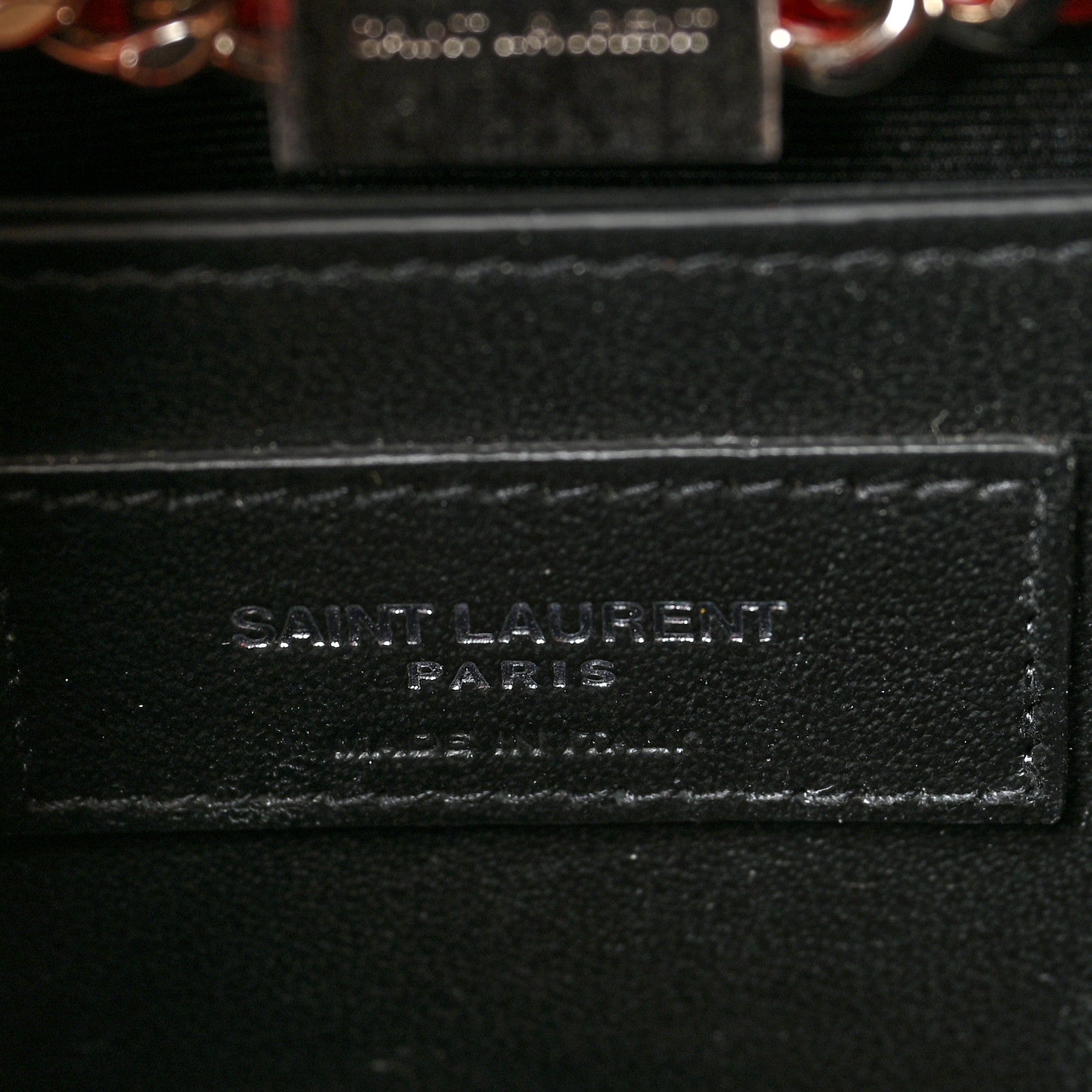 Saint Laurent Calfskin Crocodile Embossed Medium Classic Monogram Kate Tassel Satchel Red 6 of 9
