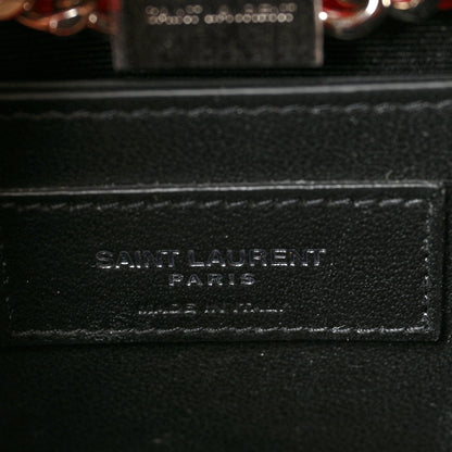 Saint Laurent Calfskin Crocodile Embossed Medium Classic Monogram Kate Tassel Satchel Red 6 of 9