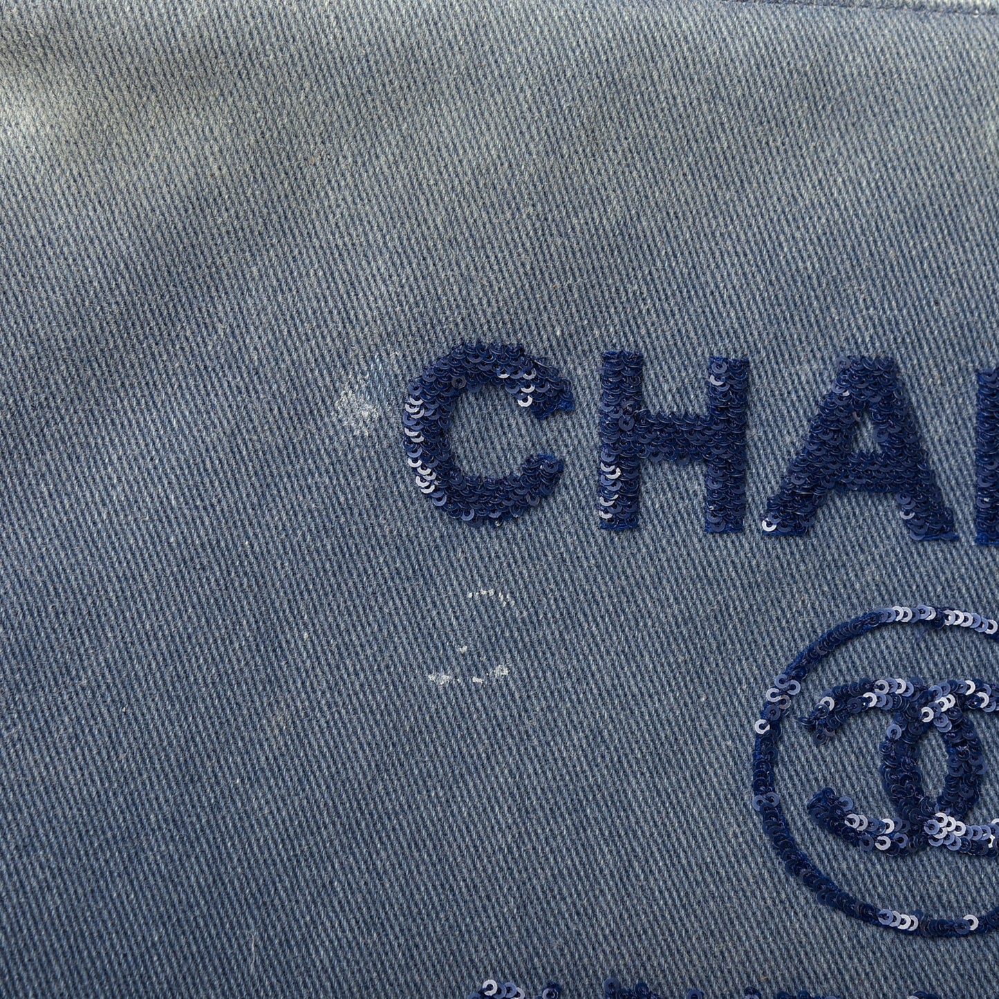 Canvas Sequins Large Deauville Cosmetic Pouch Navy