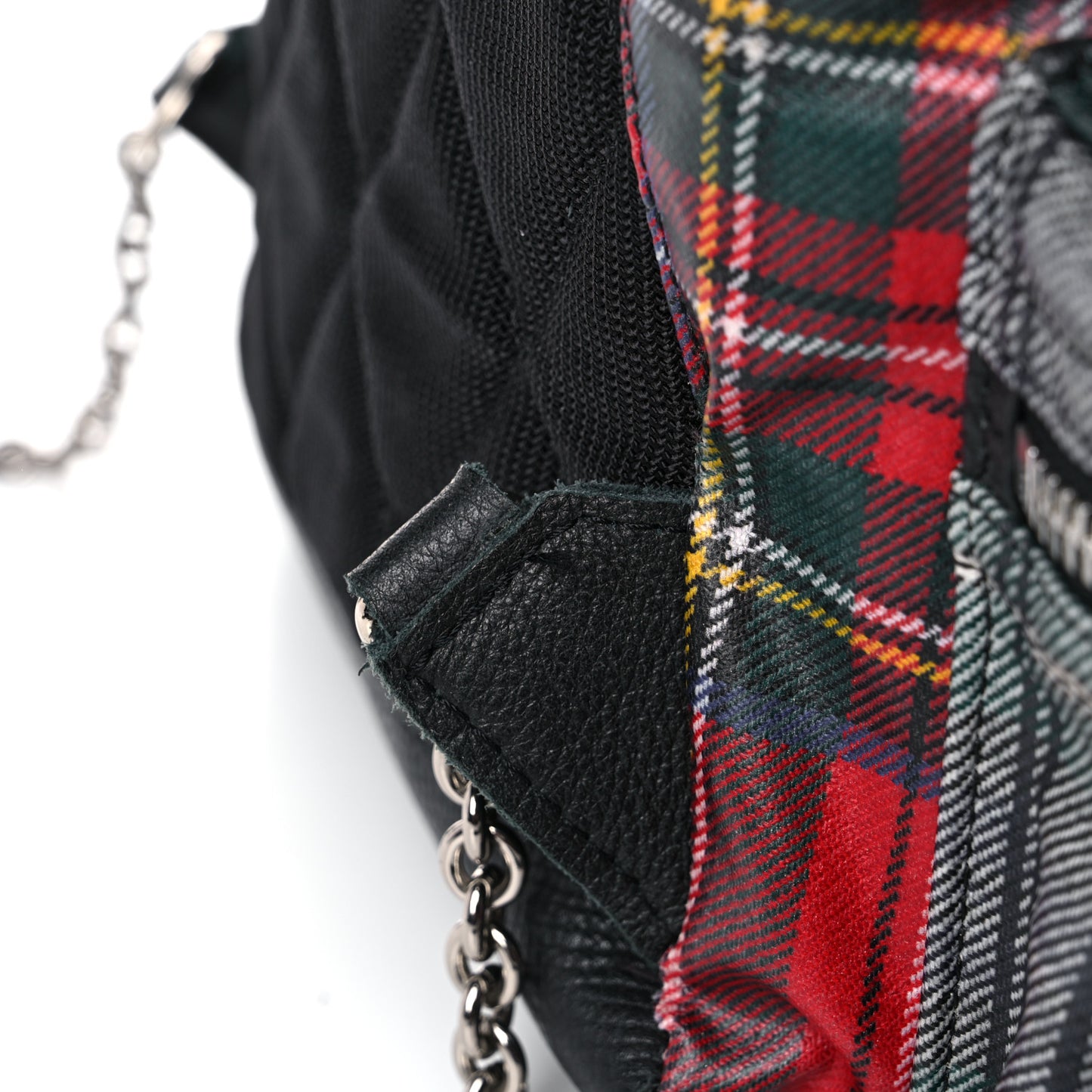 Laminated Tartan Patchwork Medium Rucksack Backpack Military Red