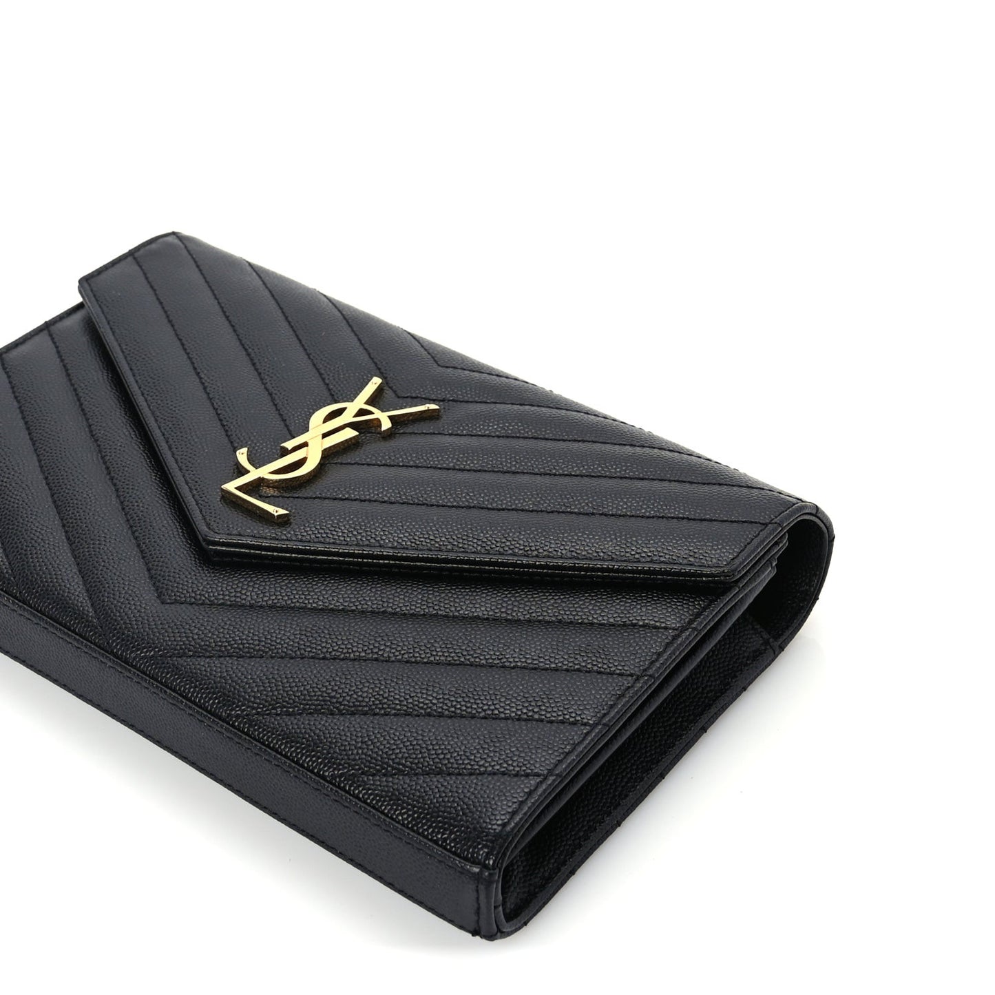 Grain De Poudre Matelasse Chevron Monogram Chain Wallet  Black