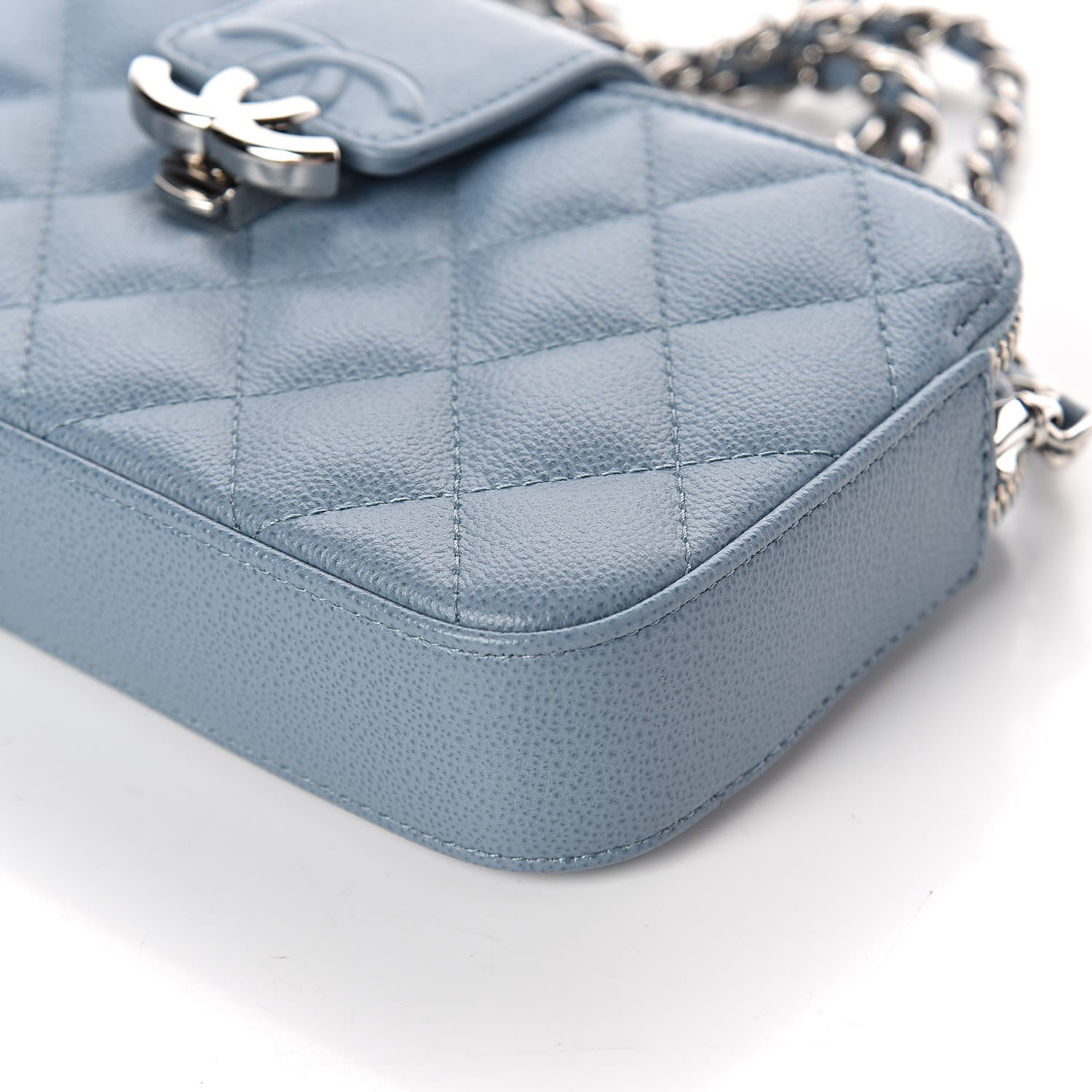 Chanel Caviar Quilted CC Box Clutch With Chain Blue 12 of 14