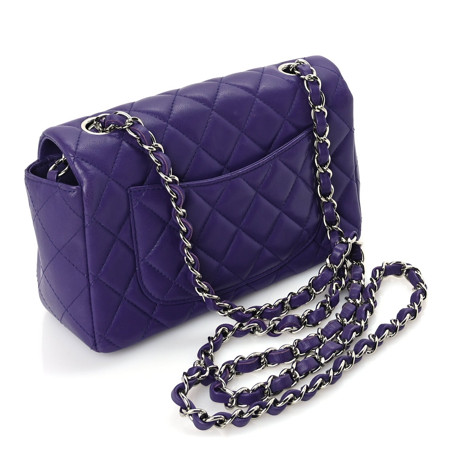 Chanel Lambskin Quilted Mini Rectangular Flap  Purple 2 of 9