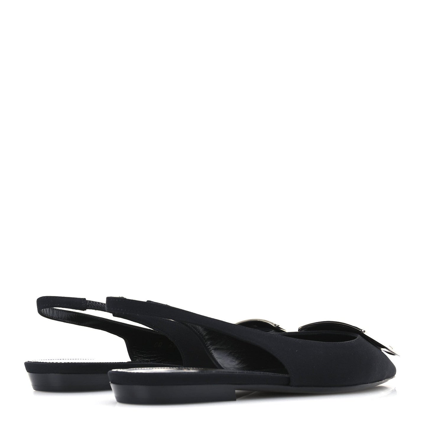 Crepe De Chine Vivi 10 Plate Slingback Flats 37 Black