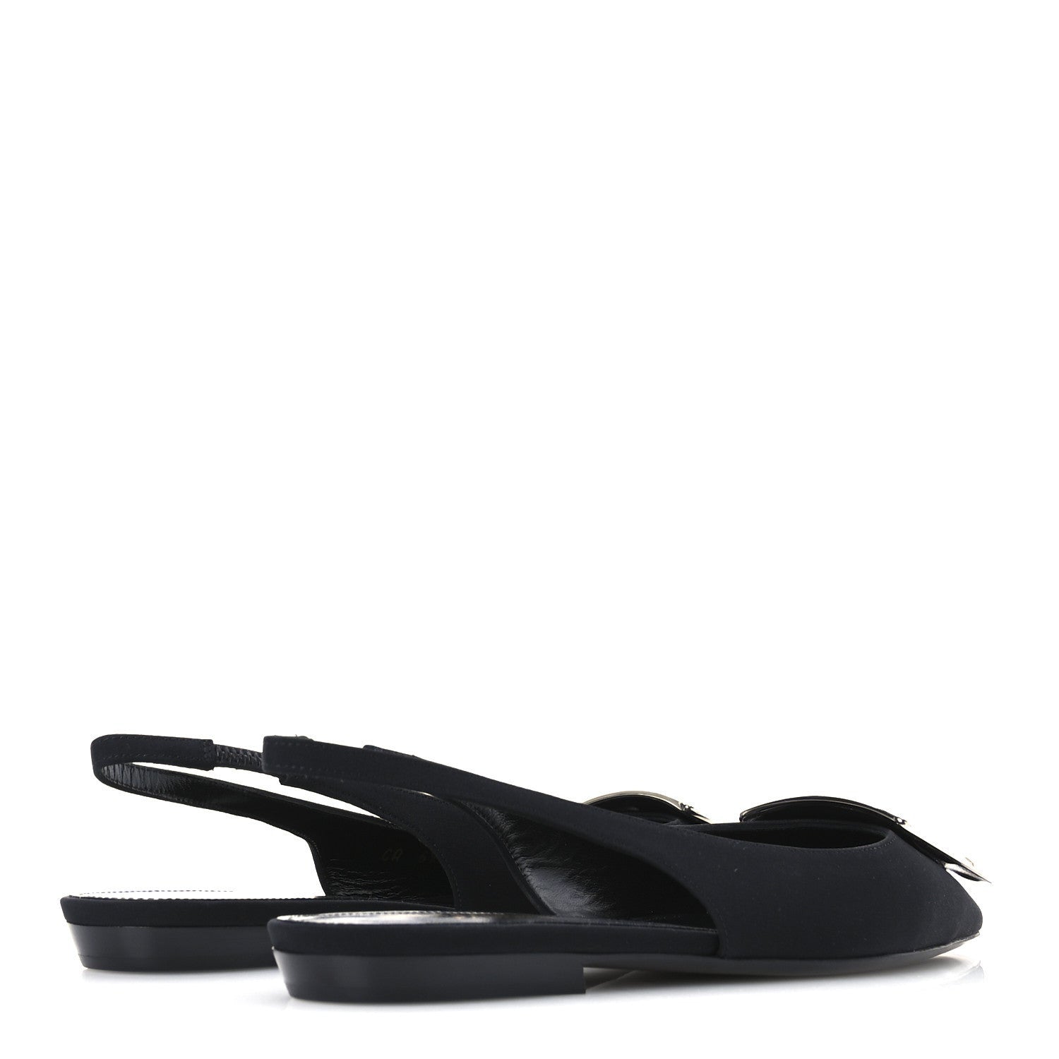 Saint Laurent Crepe De Chine Vivi 10 Plate Slingback Flats 37 Black 5 of 7