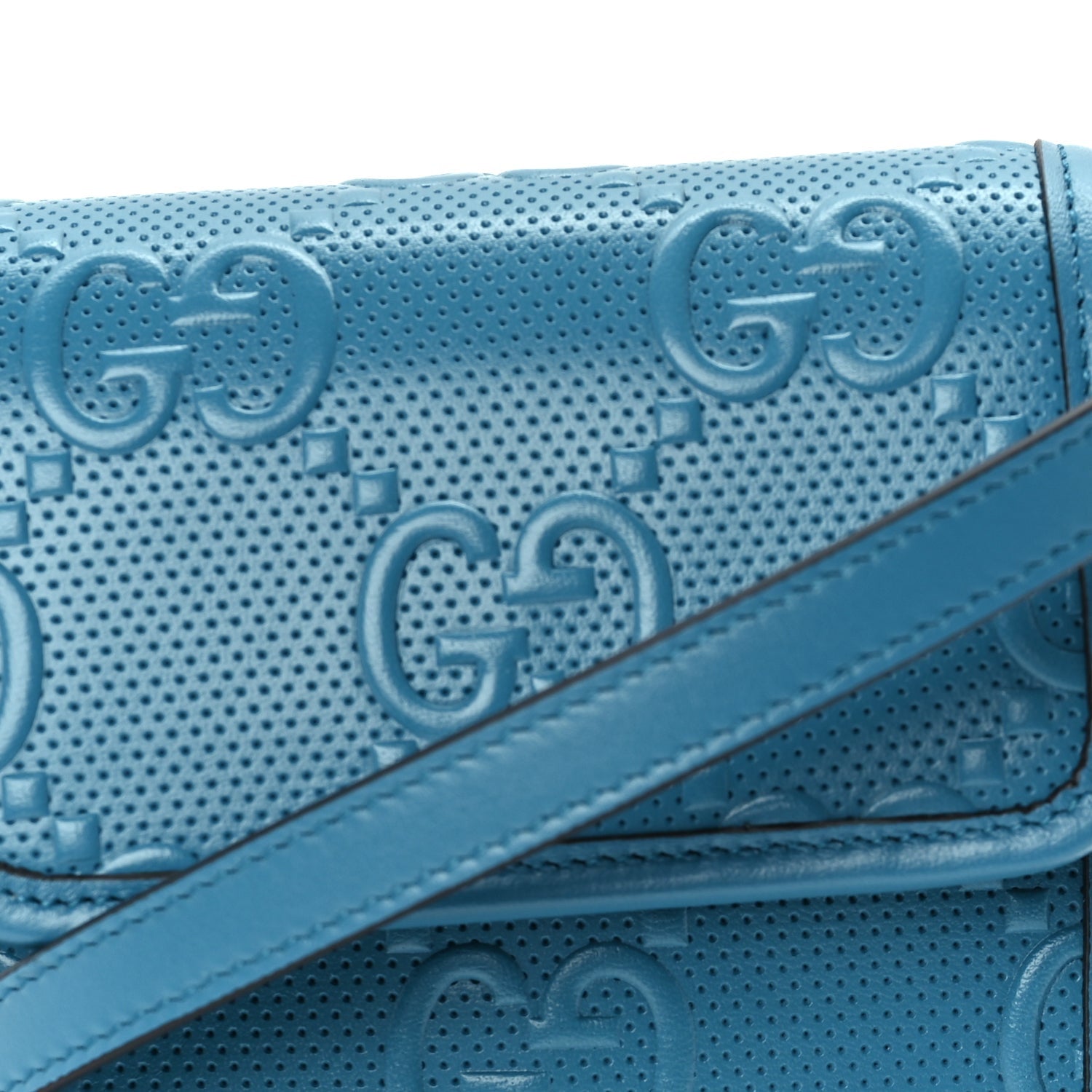 Gucci Calfskin GG Tennis Embossed Mini Crossbody Bag  Blue 6 of 8