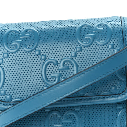 Gucci Calfskin GG Tennis Embossed Mini Crossbody Bag  Blue 6 of 8