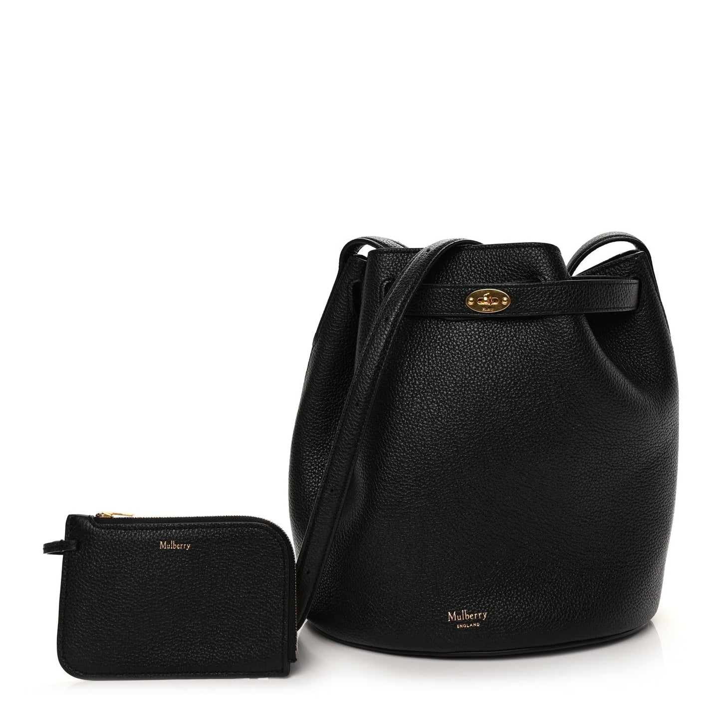 Small Classic Grain Calfskin Small Abbey Bucket Bag Black