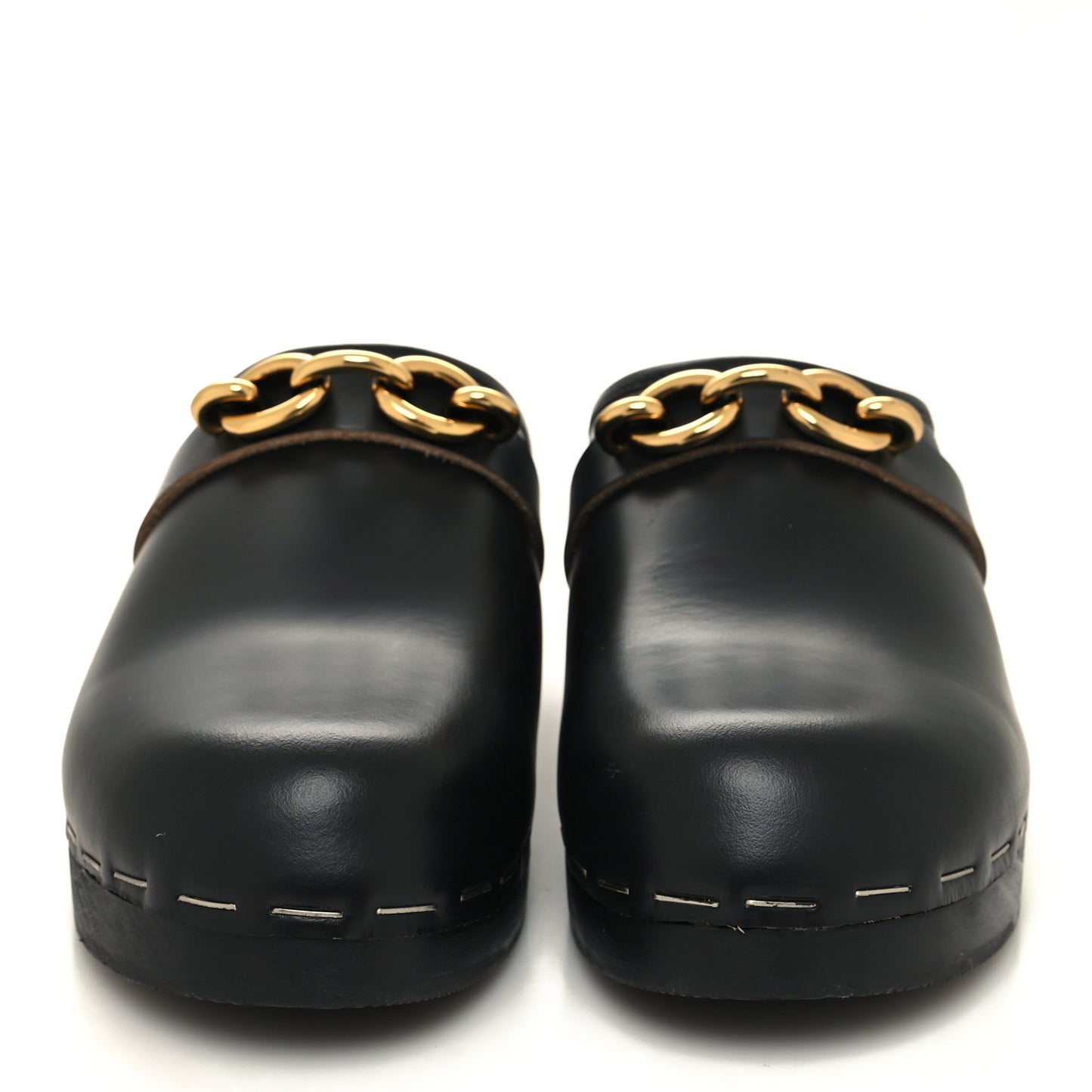 Smooth Calfskin Le Maillon Clogs 39 Black