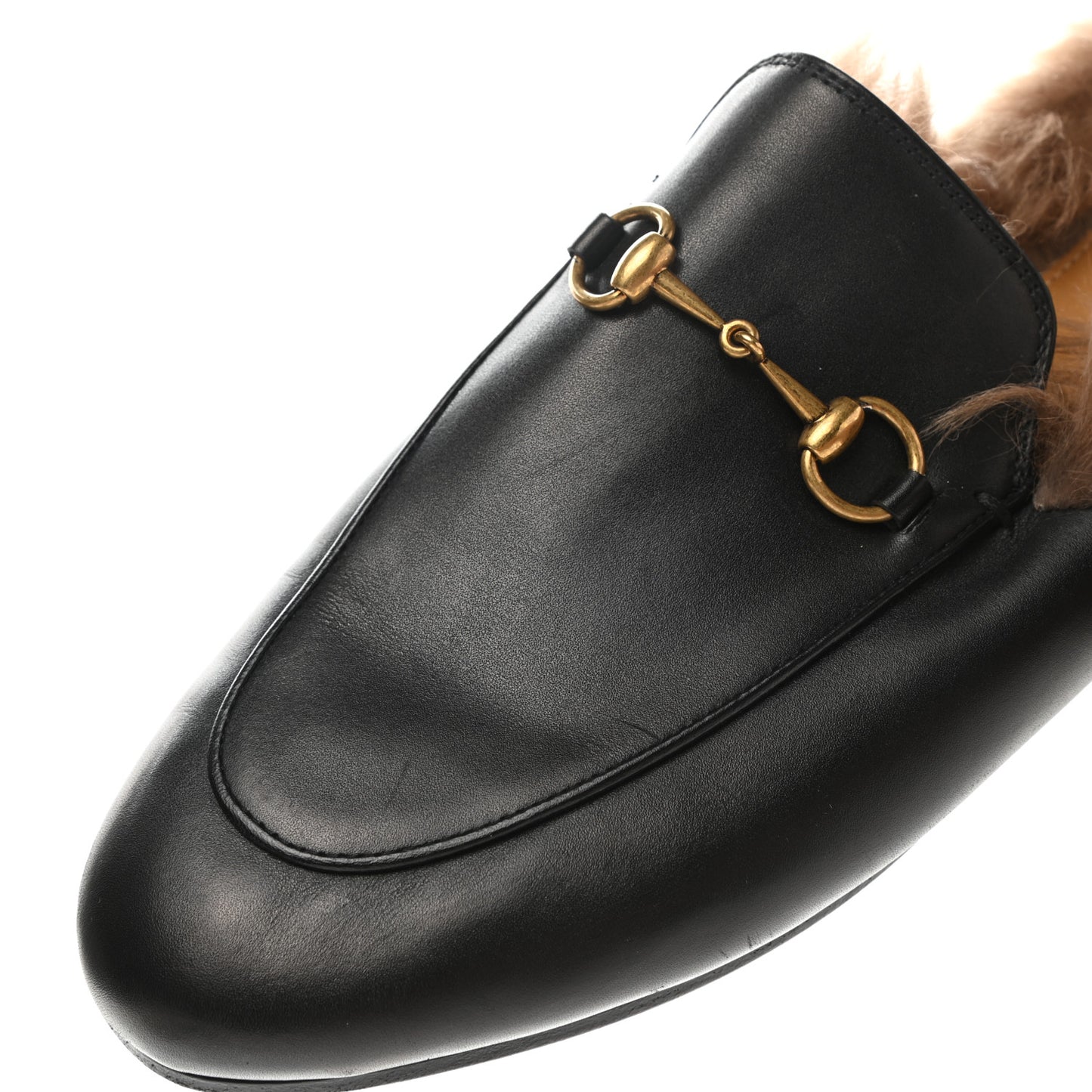 Calfskin Fur Womens Princetown Slippers 40 Black