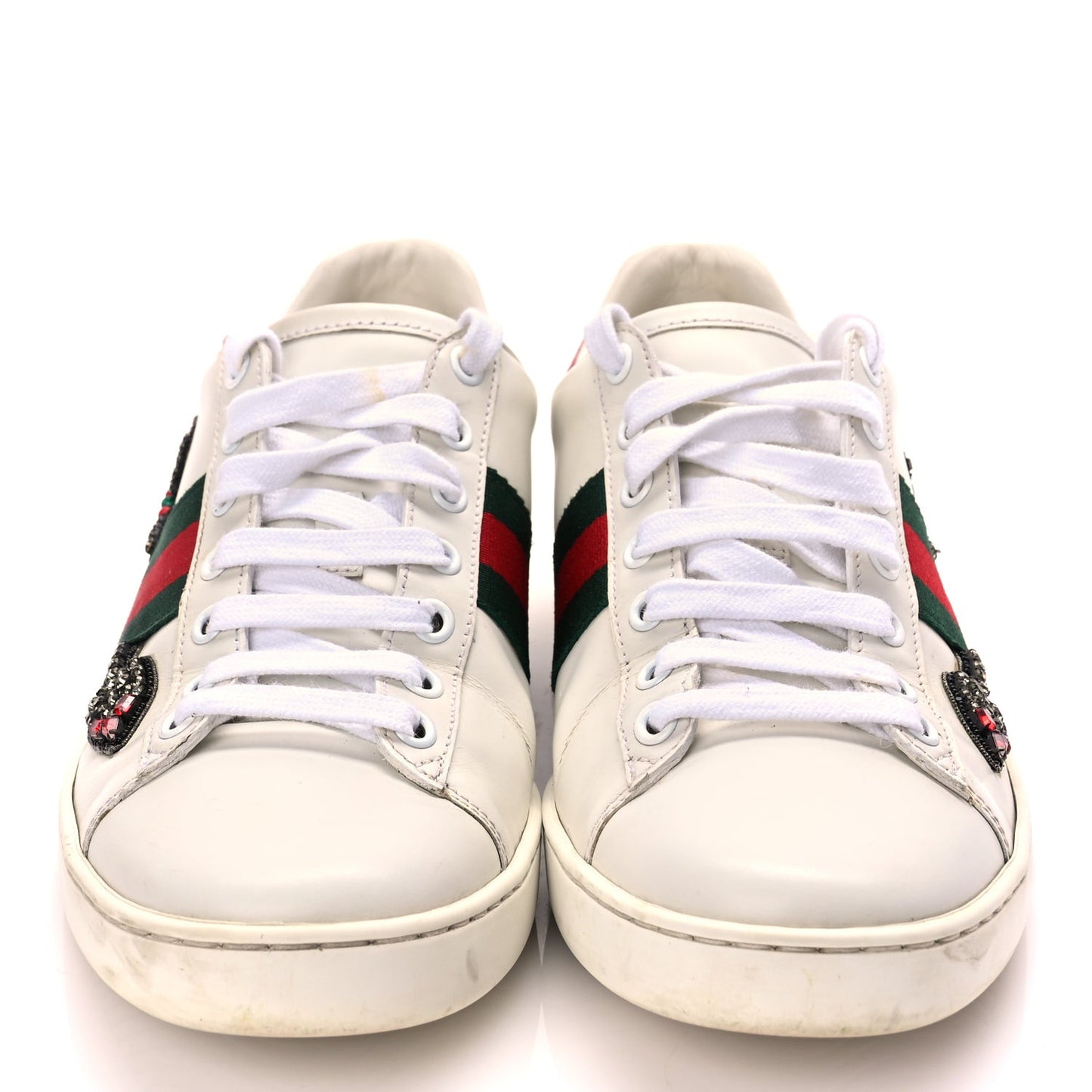 Calfskin Web Studded Womens Arrow Ace Sneakers 39 White