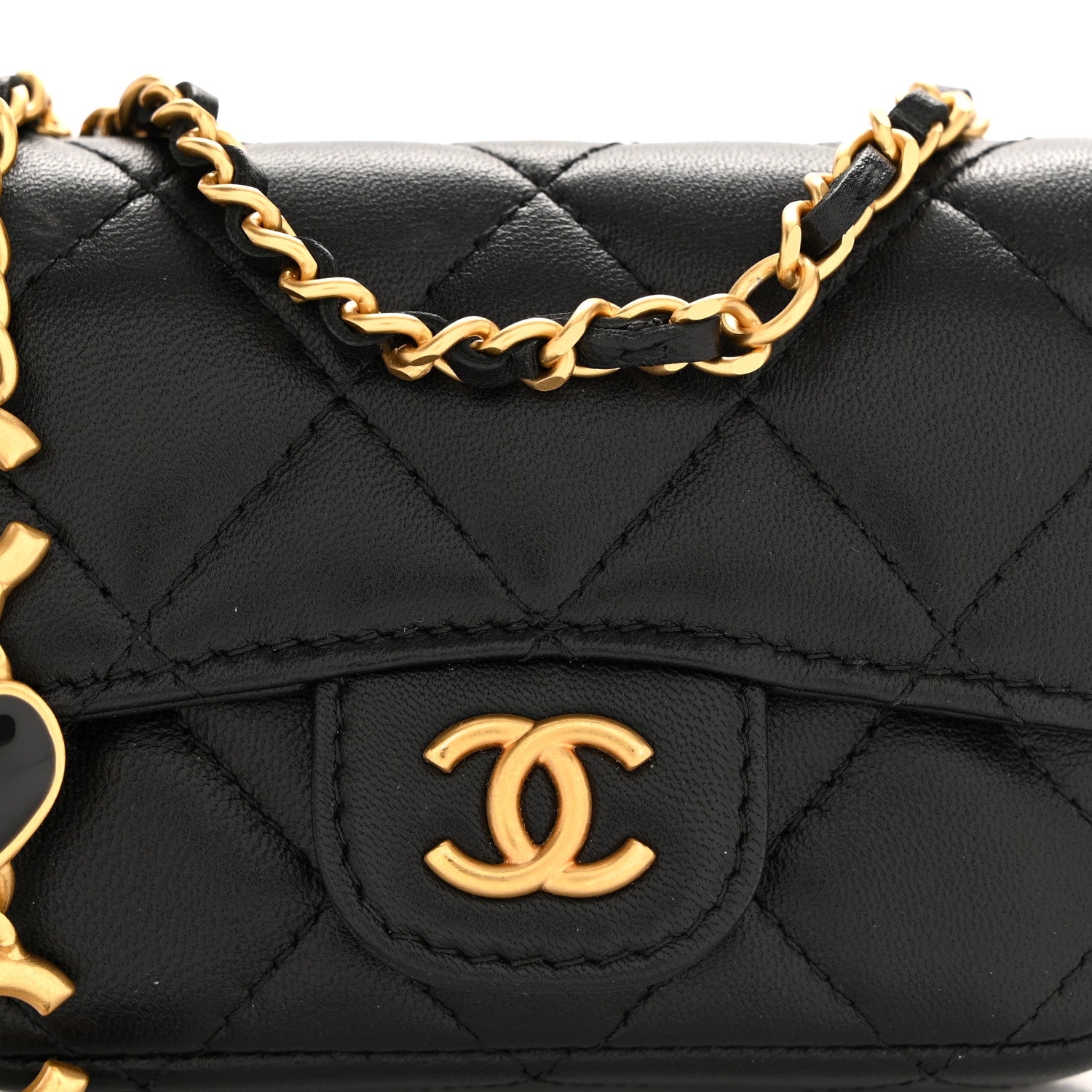 Chanel Lambskin Coco Enamel Quilted Mini Chain Belt Bag Black 9 of 11