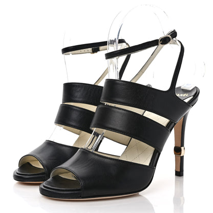 Chanel Lambskin CC Strappy Sandal 37 Black 3 of 9