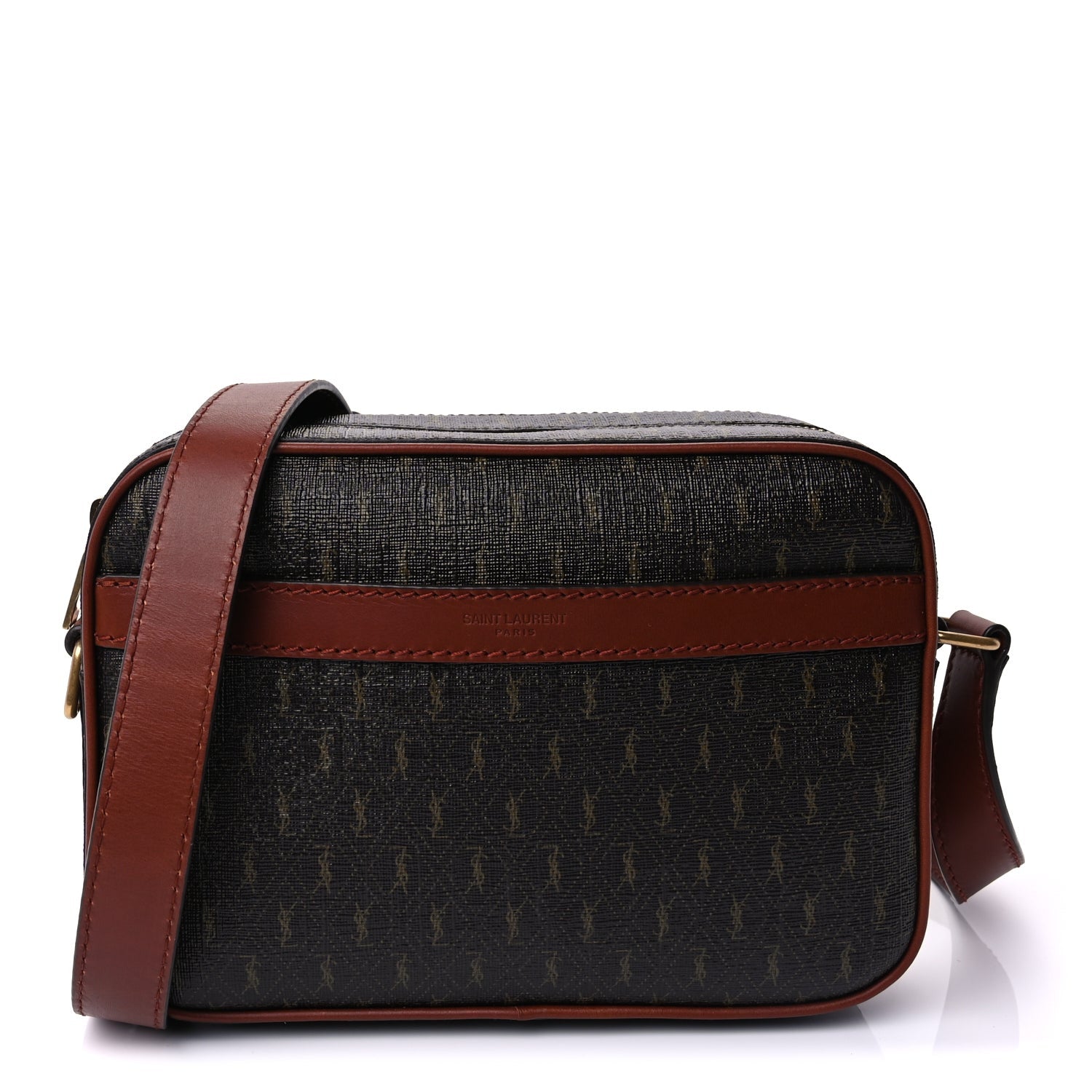 Saint Laurent Canvas Smooth Calfskin Le Monogramme Camera Bag  Chestnut 1 of 8
