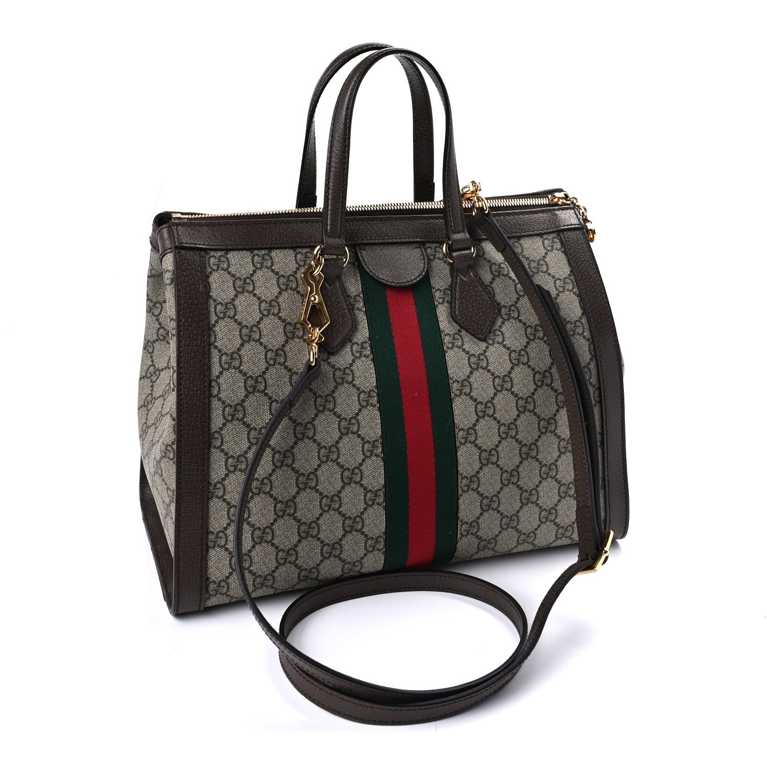Gucci GG Supreme Monogram Web Medium Ophidia Tote Bag  Brown 2 of 8