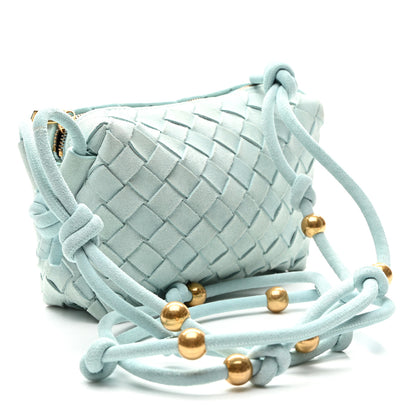 Bottega Veneta Suede Intrecciato Loop Camera Bag Teal 3 of 9
