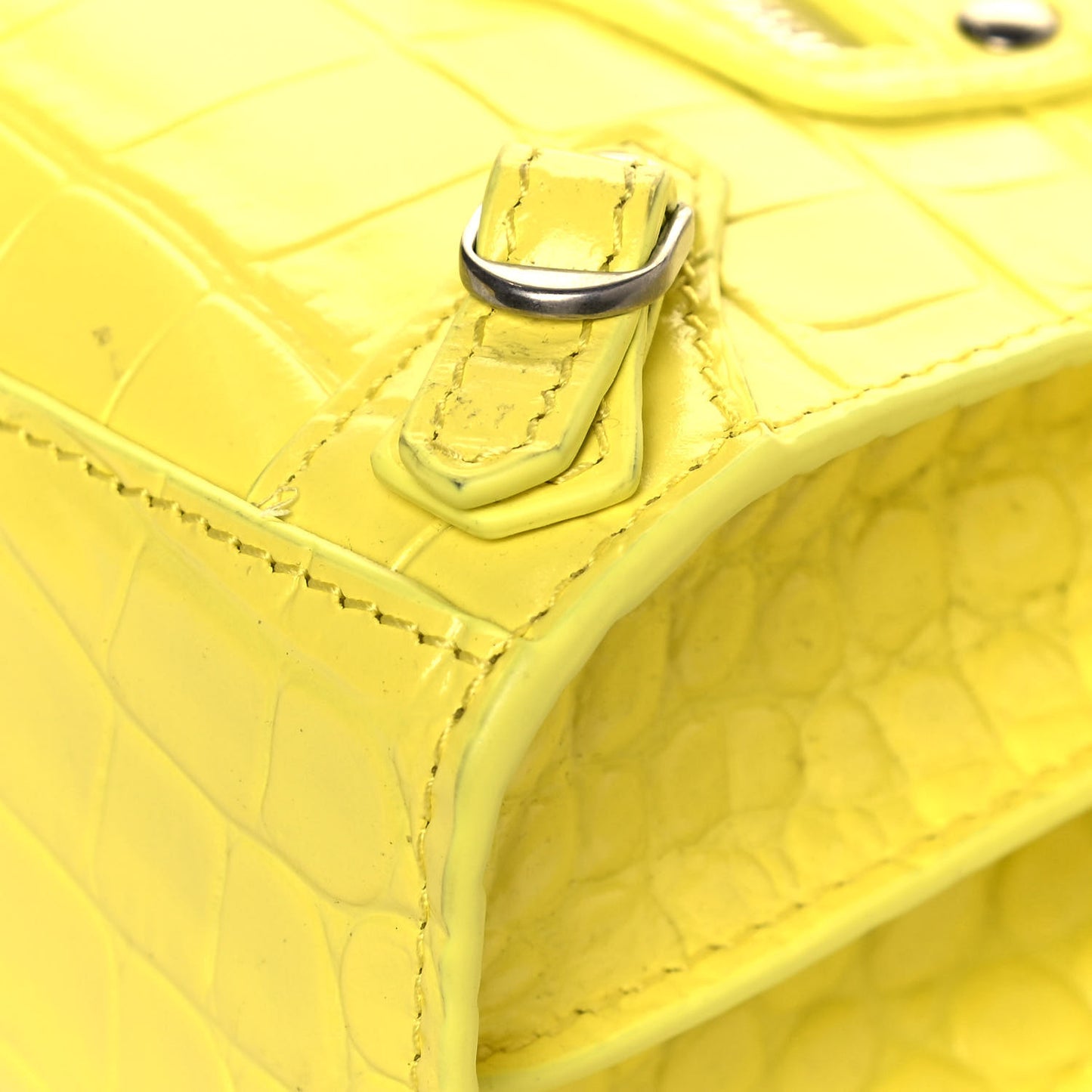 Calfskin Crocodile Embossed Neo Classic Hardware Nano City Crossbody Light Yellow