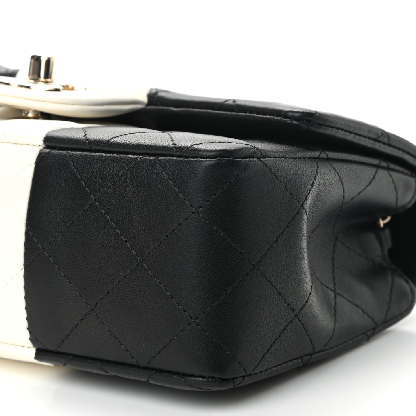 Lambskin Quilted Mini Rectangular Flap Black White