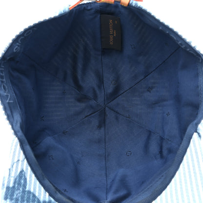 Louis Vuitton Hickory Stripes Denim Monogram Watercolor Cap 58 Blue 5 of 6