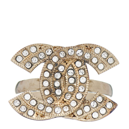 Chanel Crystal Double CC Ring 7 Light Gold 1 of 5