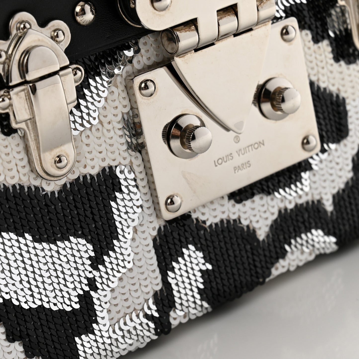 Sequins Leopard Petite Malle Black Gris