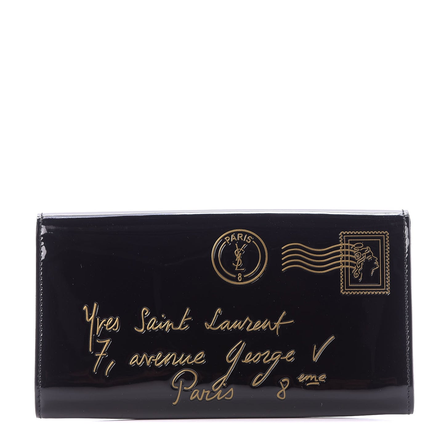 Patent Y-Mail Clutch Black