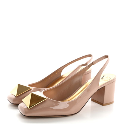 Valentino Garavani Patent One Stud Ankle Strap 60mm Block Heel Pumps 36 Rose Cannelle 4 of 11