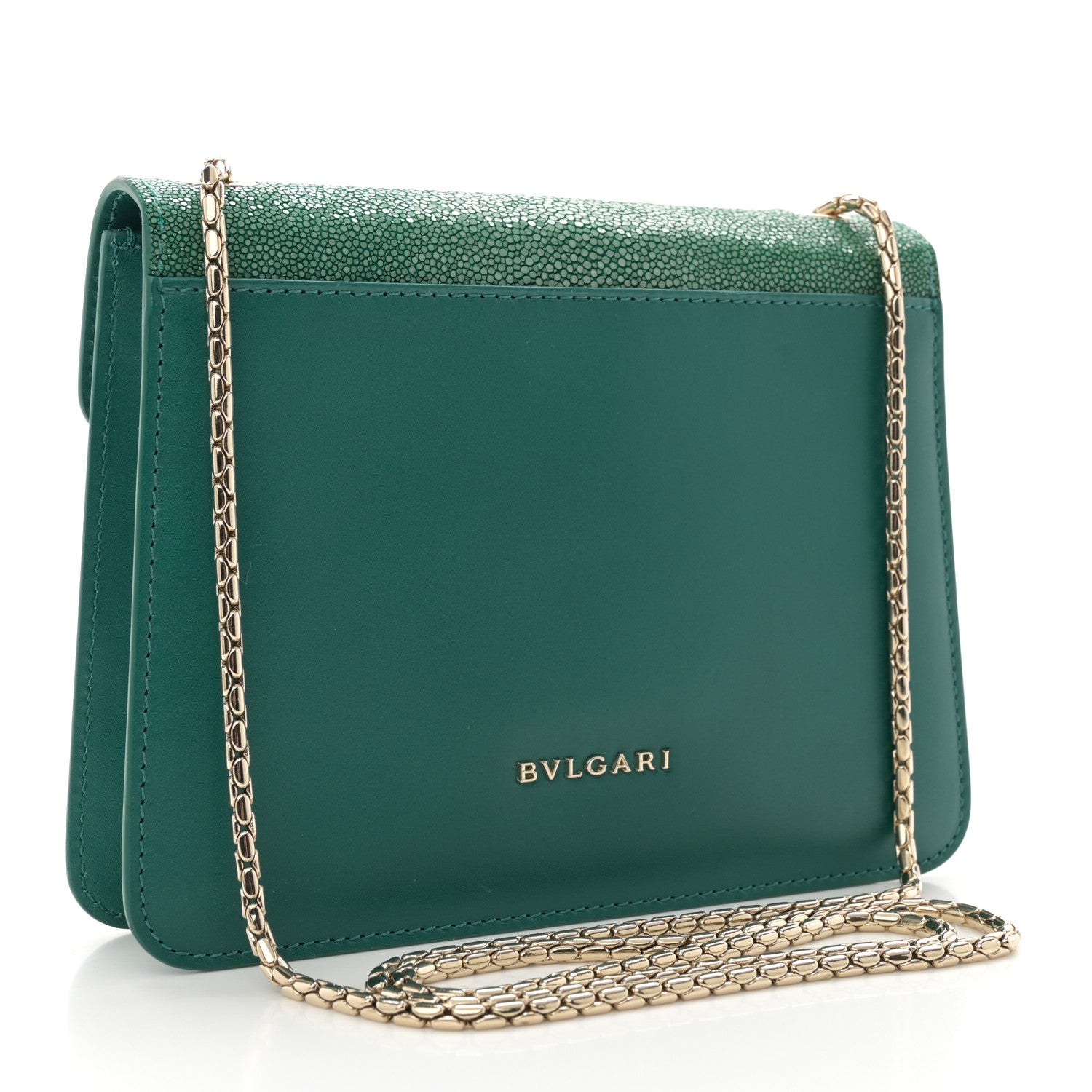 Bulgari Galuchat Calfskin Serpenti Forever Crossbody Bag Blue 3 of 10