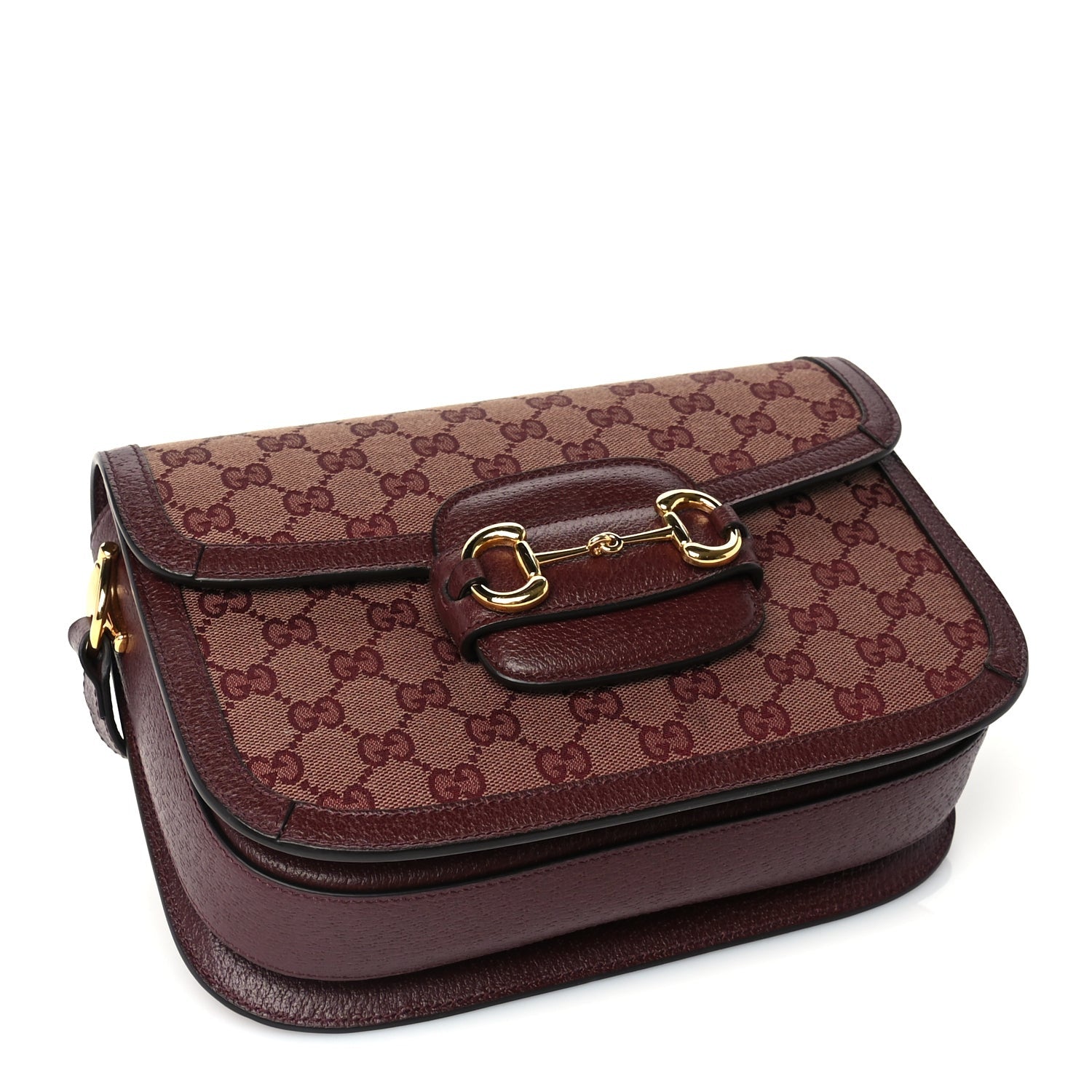 Gucci Monogram Textured Dollar Calfskin Horsebit 1955 Shoulder Bag Sahara Rubino Chardonnay 3 of 8