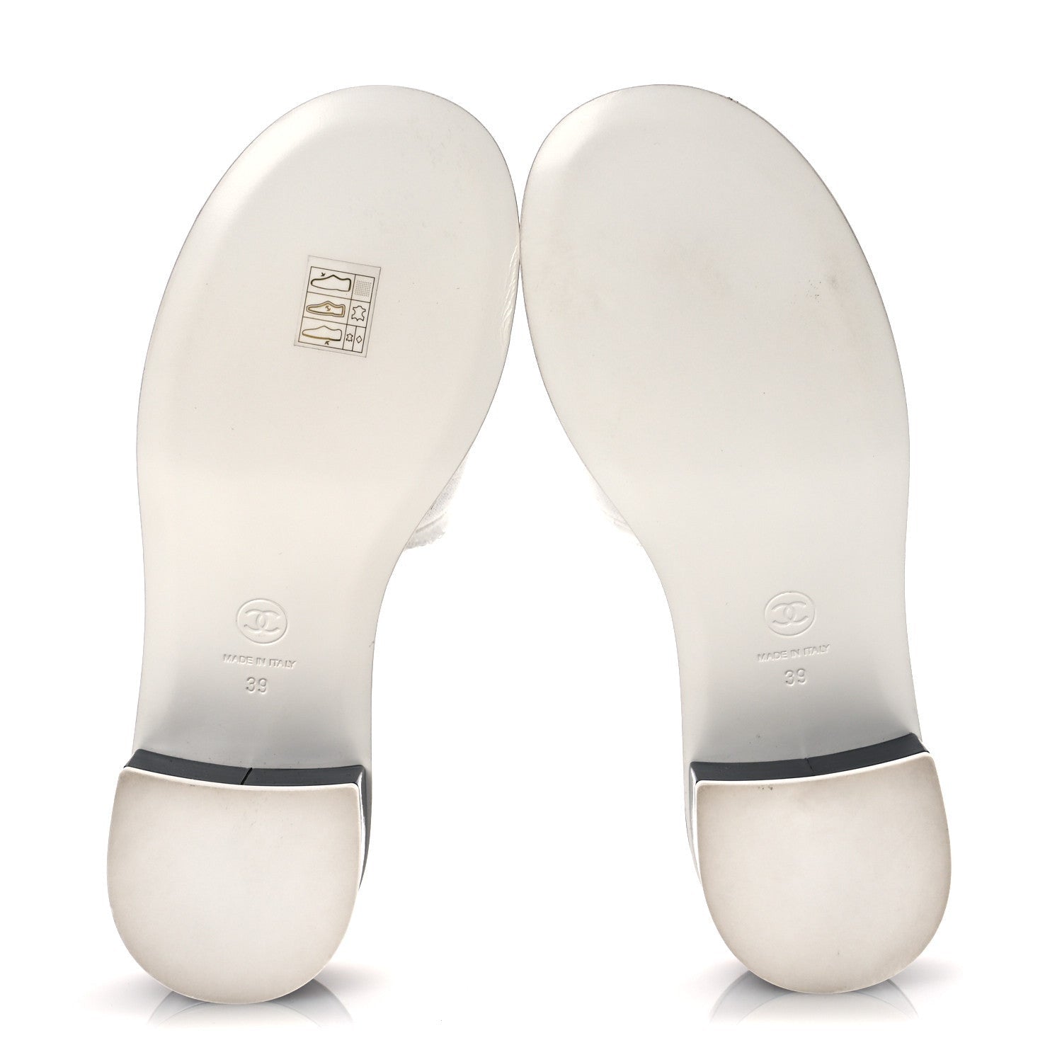 Chanel Cotton Logo Mule Sandals 39 White Black 7 of 7