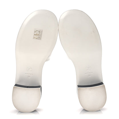 Chanel Cotton Logo Mule Sandals 39 White Black 7 of 7