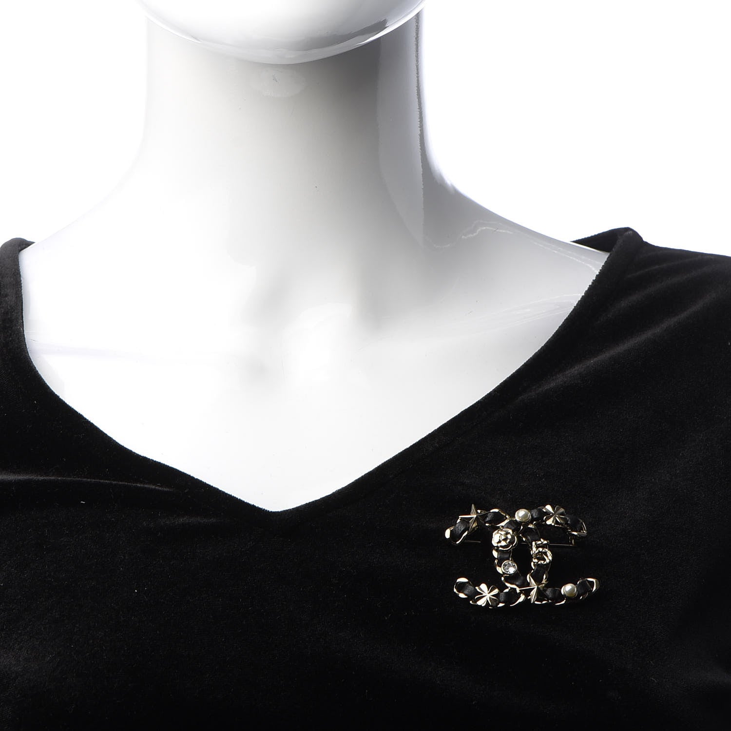 Chanel Lambskin Pearl Strass Sergeant Brooch Gold 2 of 5