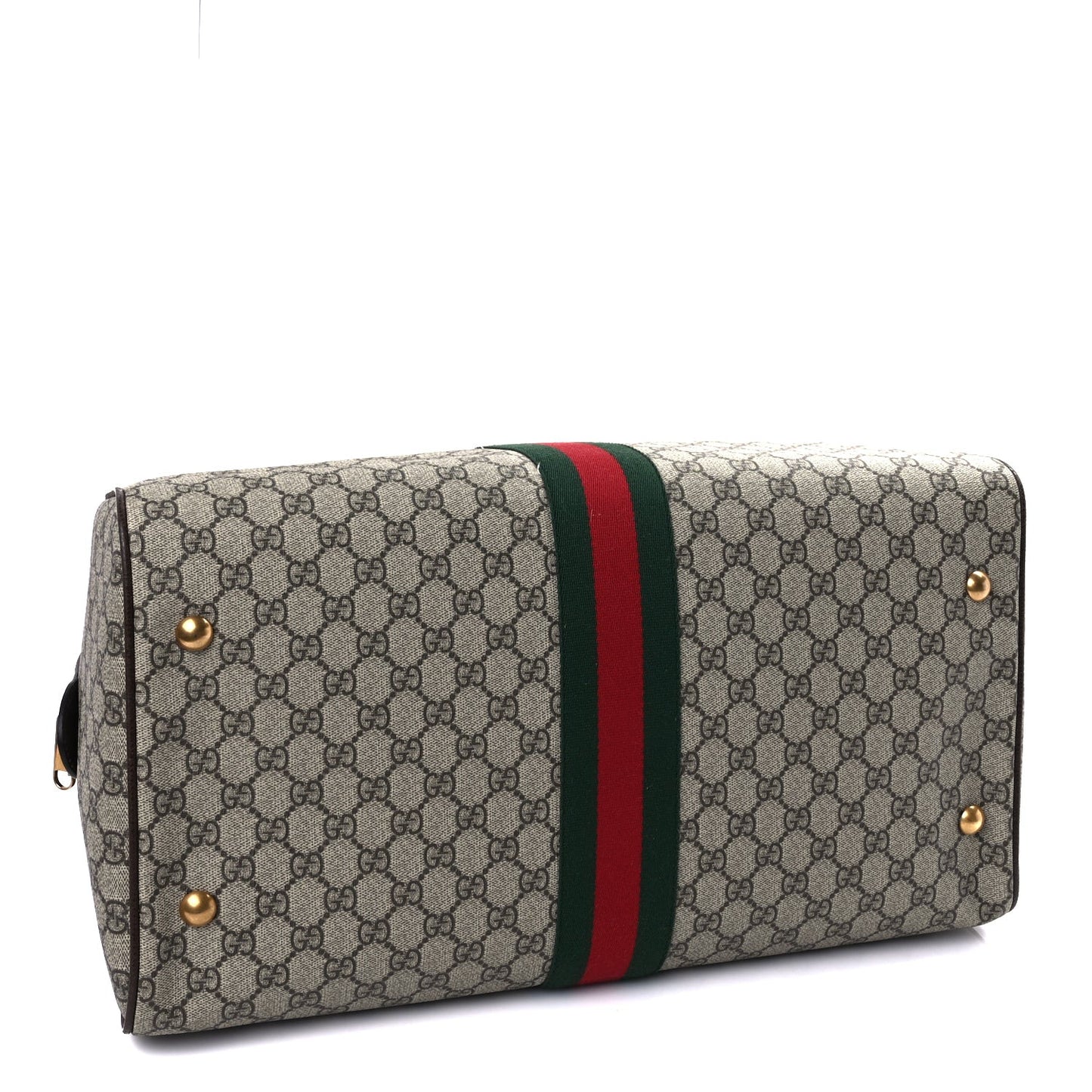 GG Supreme Monogram Textured Dollar Calfskin Web Large Savoy Duffle Bag Beige Ebony New Acero