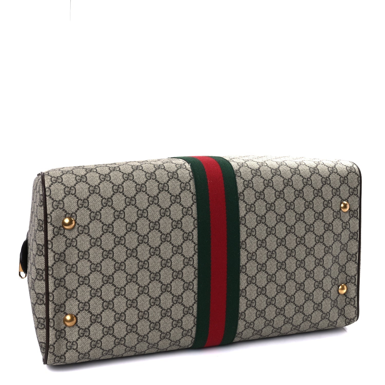 Gucci GG Supreme Monogram Textured Dollar Calfskin Web Large Savoy Duffle Bag Beige Ebony New Acero 3 of 8