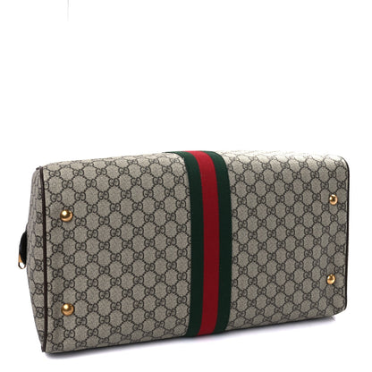 Gucci GG Supreme Monogram Textured Dollar Calfskin Web Large Savoy Duffle Bag Beige Ebony New Acero 3 of 8