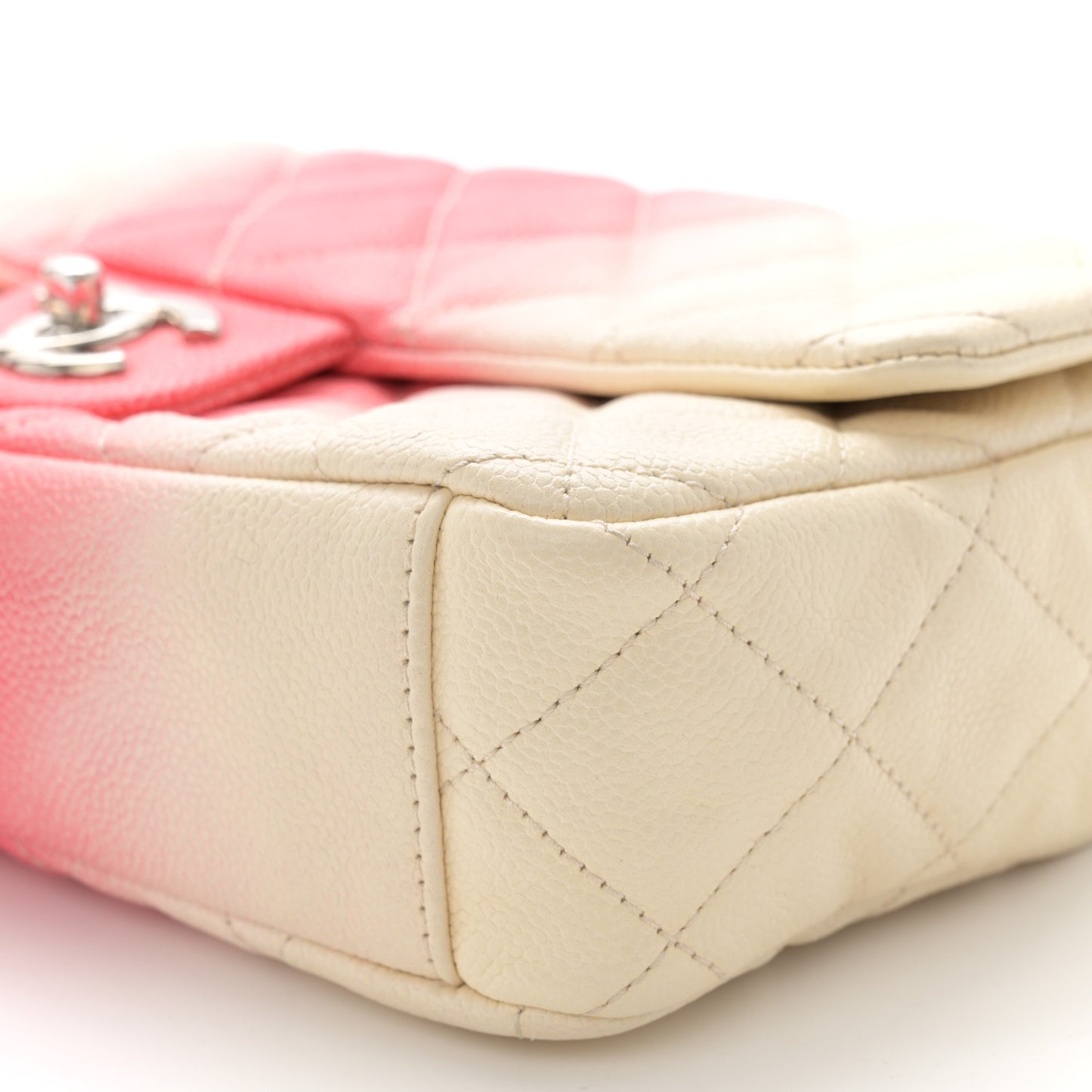 Caviar Quilted Ombre Medium Single Flap White Rose Pink