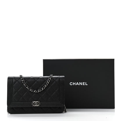Chanel Caviar Quilted Boy Wallet On Chain WOC Black 13 of 13