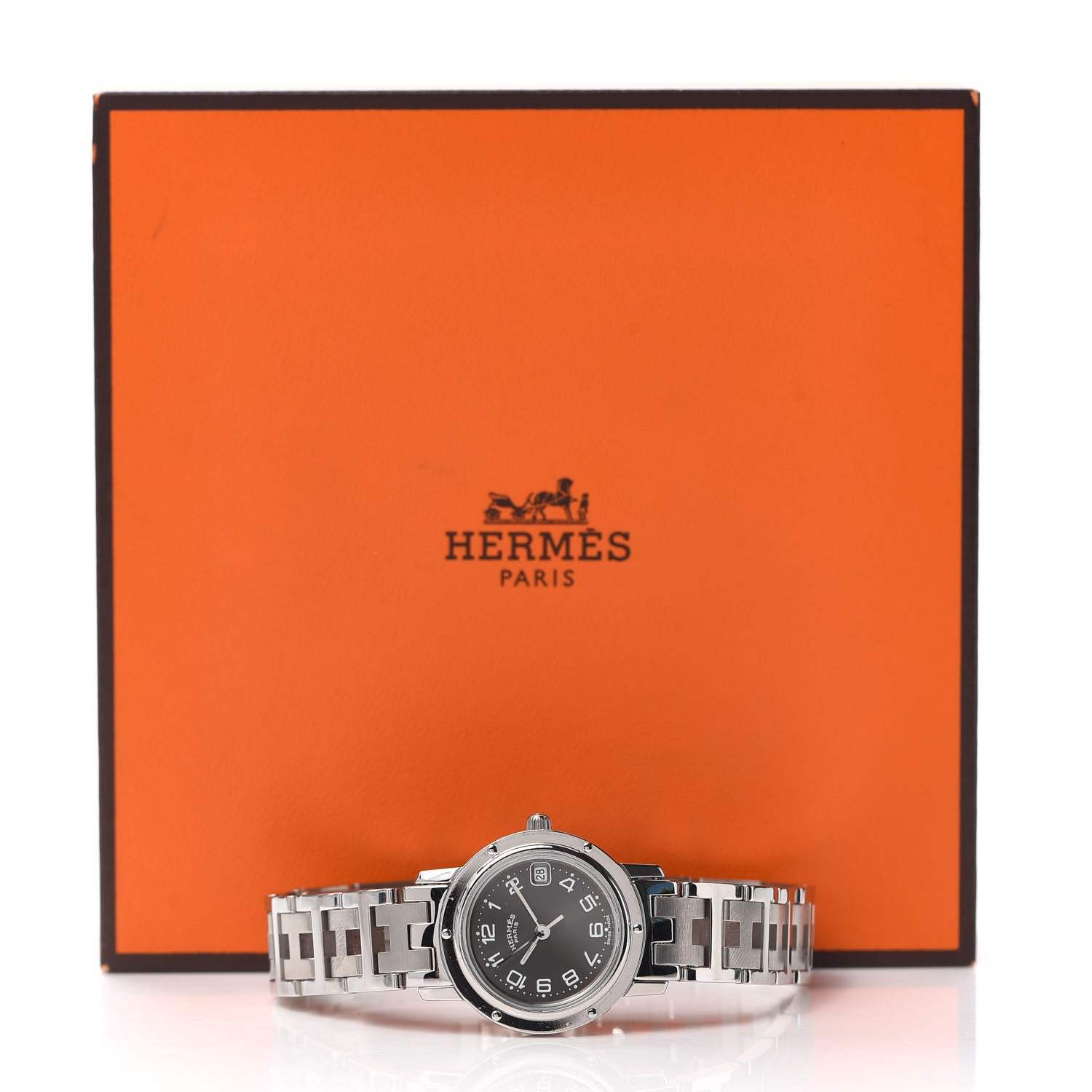 Hermes Stainless Steel 24mm Clipper Quartz Watch Gray 6 of 6