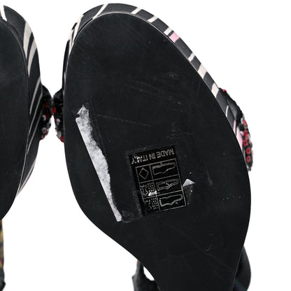 Christian Dior Satin Sequined Striped CD Platform Sandal 39.5 Black Multicolor 9 of 15