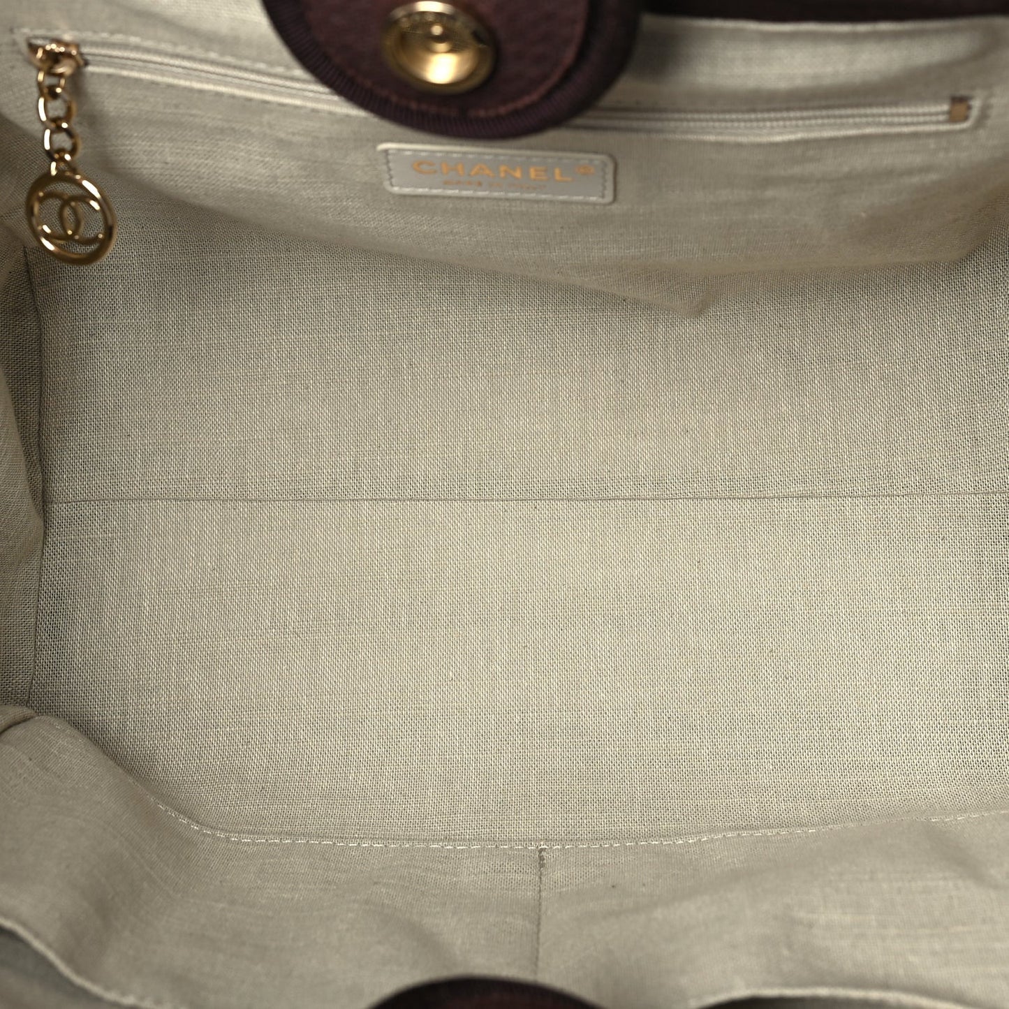 Mixed Fibers Calfskin Small Deauville Tote  Burgundy