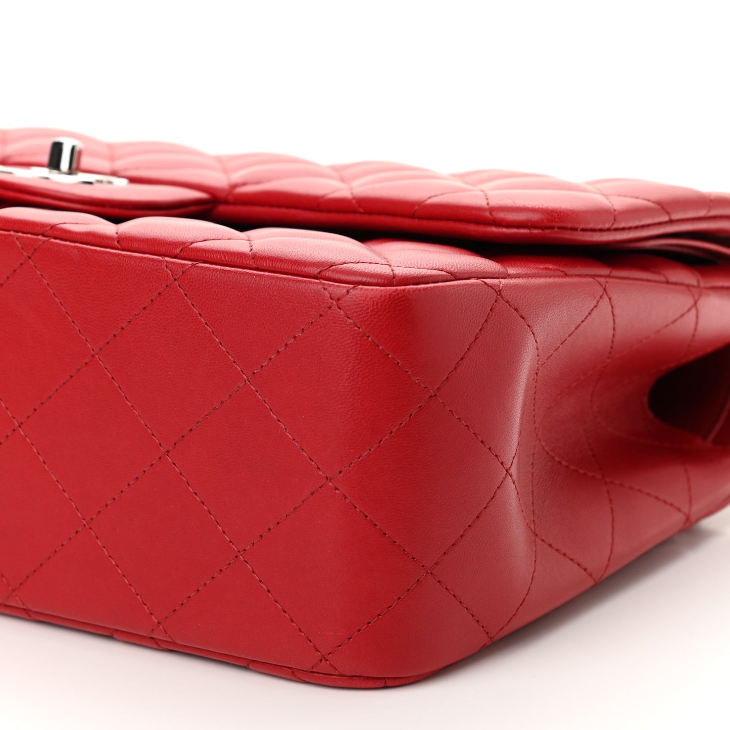 Lambskin Quilted Jumbo Double Flap Red