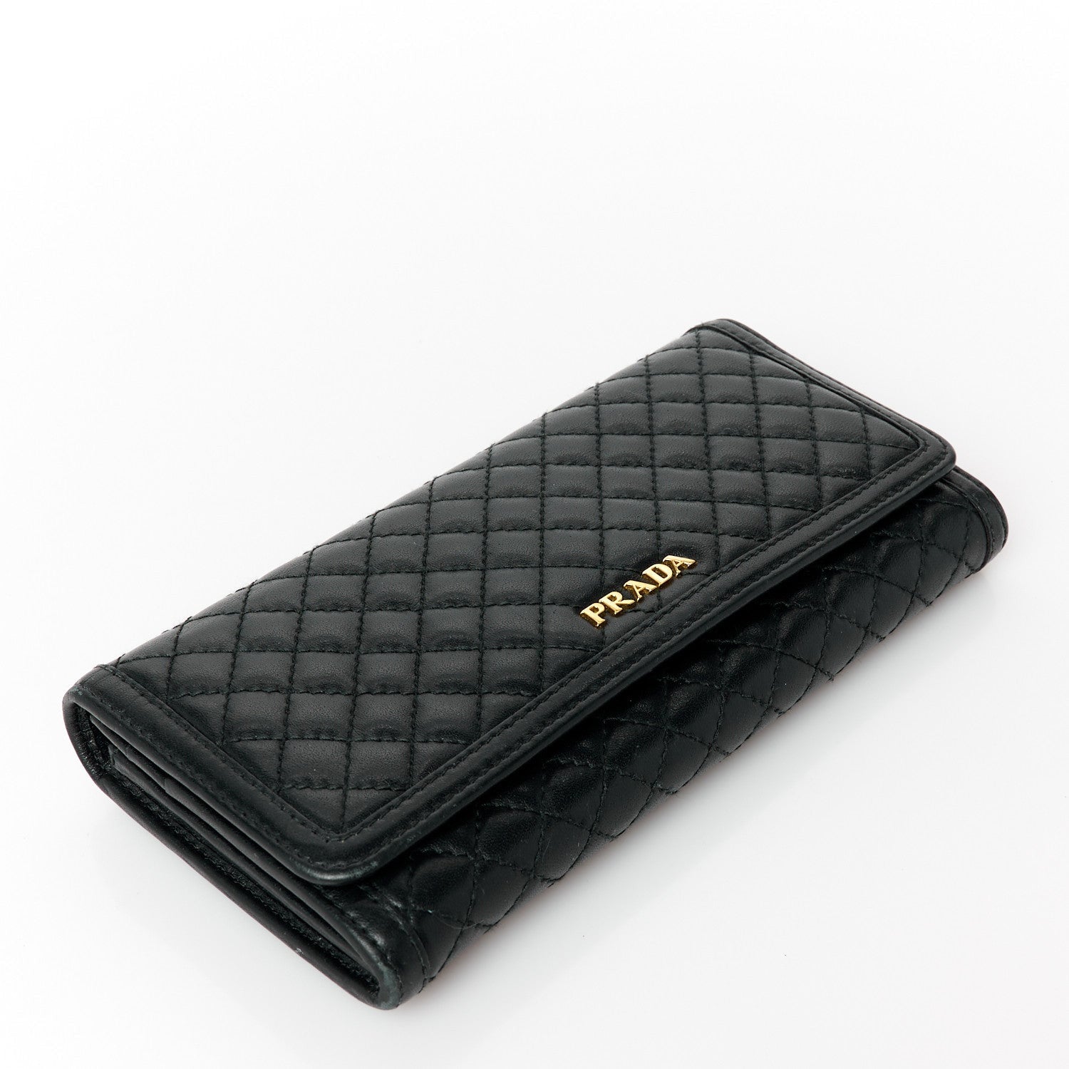 Prada Soft Calfskin Quilted Continental Flap Wallet Black 5 of 7